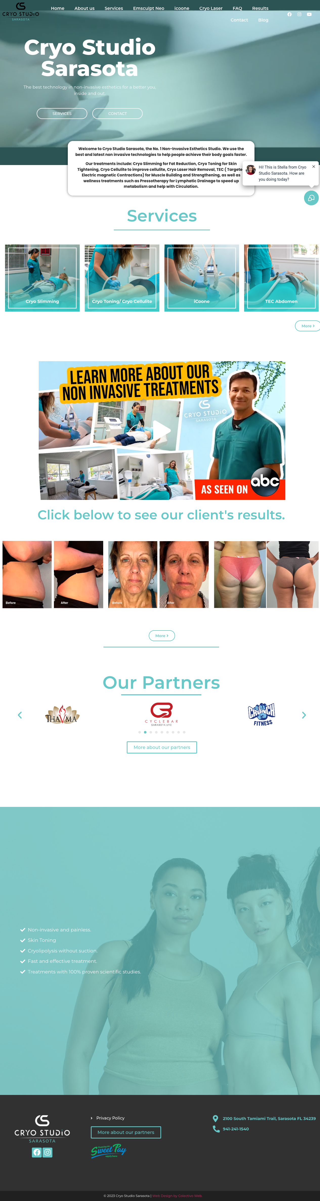Cryo Studio Sarasota homepage as it renders today